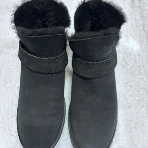 UGG Black Winter Boots with Fur Trim